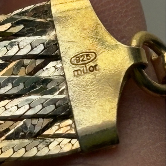 Vintage Sterling silver & Gold Plate Woven Braided Milor Italy Bracelet - Picture 10 of 15